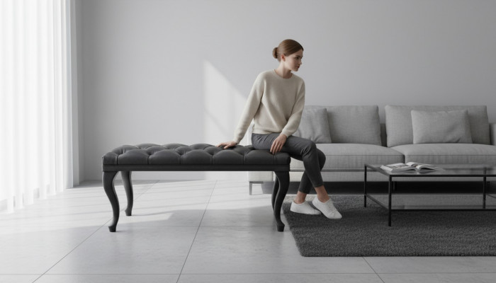 Chesterfield Hocker Bäistellhocker Ottomane Couch Lieder Stoff Textil Bäistell