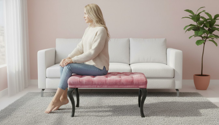 Chesterfield Hocker Niewendësch Hocker Ottomane Couch Lieder Stoff TORBAY II Nei