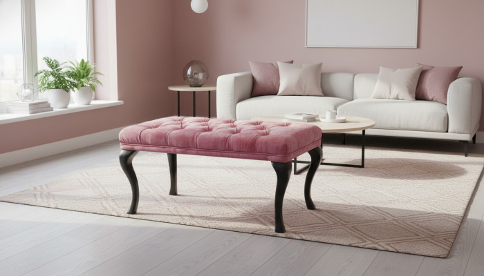Chesterfield Hocker Niewendësch Hocker Ottomane Couch Lieder Stoff TORBAY II Nei