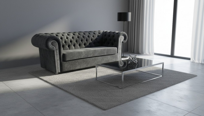Chesterfield Samt Textil Stoff Canapé Couch Polster 3 Sëtz Klassesch Couchen Nei
