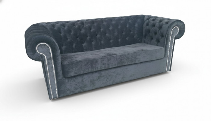 Chesterfield Samt Textil Stoff Canapé Couch Polster 3 Sëtz Klassesch Couchen Nei