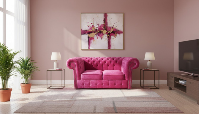 Chesterfield Textil Samt Stoff Canapé Couch Polster 2 Sëtz Klassesch Canapéë Nei!