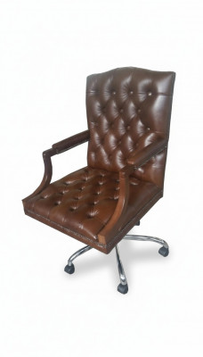 Chesterfield Bürostull Dréistull Büro Sesselleder Sessell KING Dréissessell Nei
