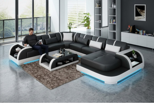 Liederkanapé Couch Wunnlandschaft Eckssofa Eck Garnitur Design Modern Sofa