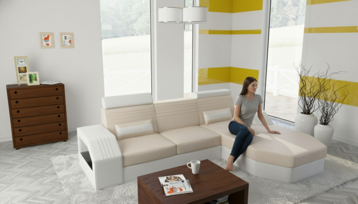 Designer Sofa Canapé Ecksofa Lieder Stëbs Textil Polster Garnitur Wunnlandschaft