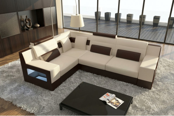 Wunnlandschaft Sofa Couch Polster Ecke Ecksofa Garnitur Textil Stoff Lieder Sofas