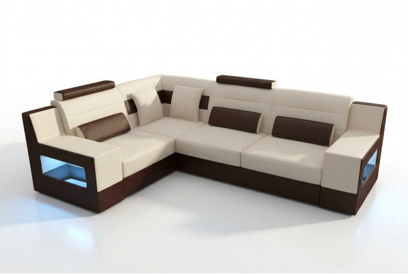 Wunnlandschaft Sofa Couch Polster Ecke Ecksofa Garnitur Textil Stoff Lieder Sofas