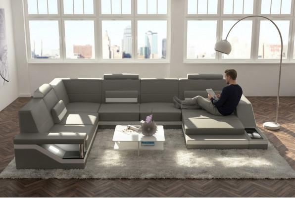 Designer U-Form Canapé Ecksofa Polster Garnitur Eckgarnitur Canapé Wunnlandschaft