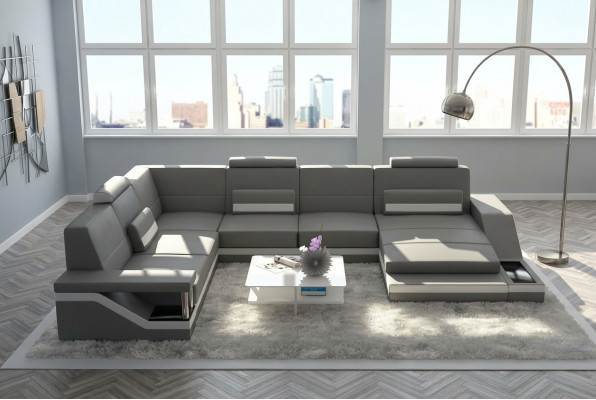Designer U-Form Canapé Ecksofa Polster Garnitur Eckgarnitur Canapé Wunnlandschaft