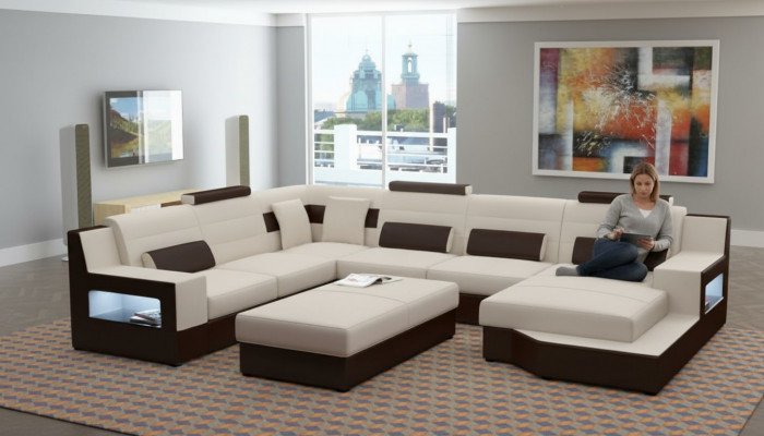 Wohnlandschaft Ecksofa Sofa Canapé Polster Garnitur Liederdivan Schlofssofa