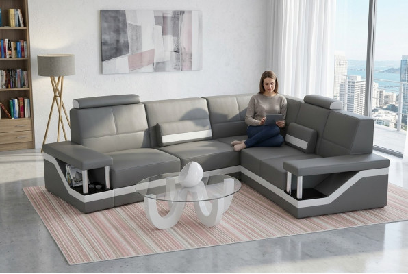 Liederdivan Eckcouch Sofa Canapé Poster Eckgarnitur Sofas Stoff Lieder Garnitur Nei