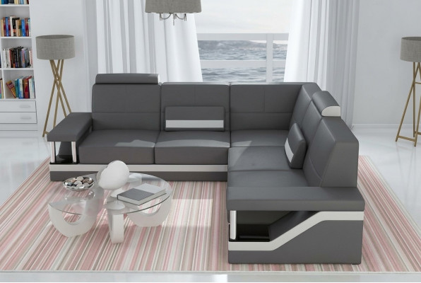 Liederdivan Eckcouch Sofa Canapé Poster Eckgarnitur Sofas Stoff Lieder Garnitur Nei