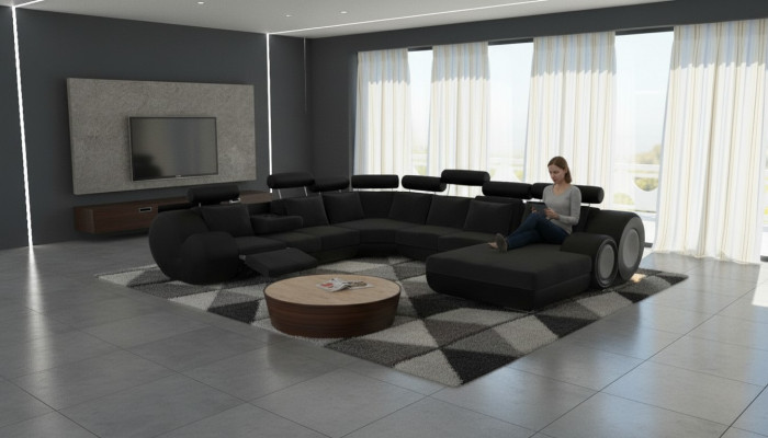 Designer Canapé Wunnlandschaft U-Form Canapé Eckcanapé Polster Garniture Eckeinheit