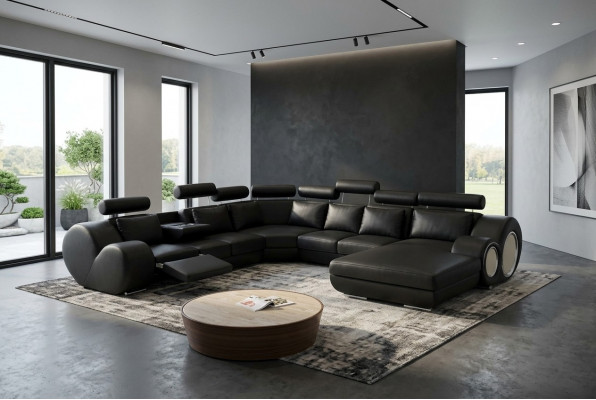 Designer Canapé Wunnlandschaft U-Form Canapé Eckcanapé Polster Garniture Eckeinheit