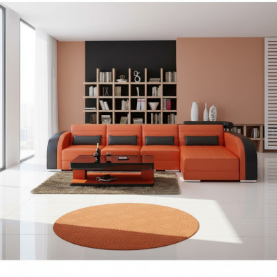 Grouss Canapé Sofa Wunnlandschaft Polster Eck Lieder Sofa Garnitur Canapéen Bergamo