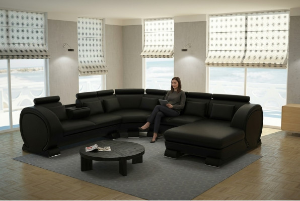 Ecksofa Sofa Wunnlandschaft Canapé Lieder Sofae Eck Garnitur Vigo-K U Form Nei