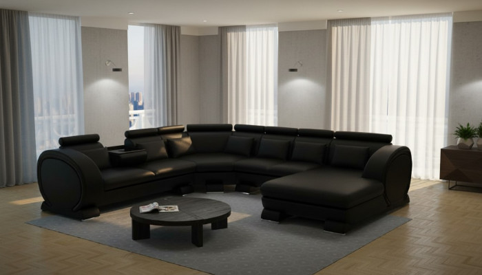 Ecksofa Sofa Wunnlandschaft Canapé Lieder Sofae Eck Garnitur Vigo-K U Form Nei