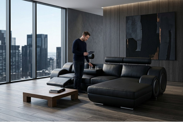 Designer Garnitur Wunnlandschaft Eckcouch Couch Sofa Polstersofa Ledersofa Sofas Neien