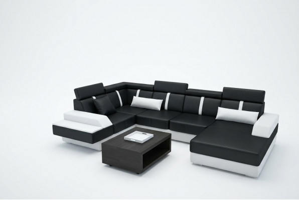 Designer Wunnlandschaft Eckcouch Canapé Sofa Polster Garnitur Ledersofa Sofas Nei