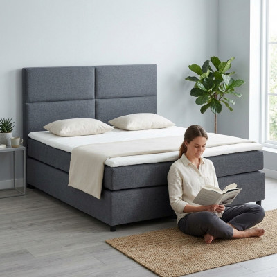 Kontinentalt Boxsprang Bett Better Textil Bett Polster Héich Duebel Lieder