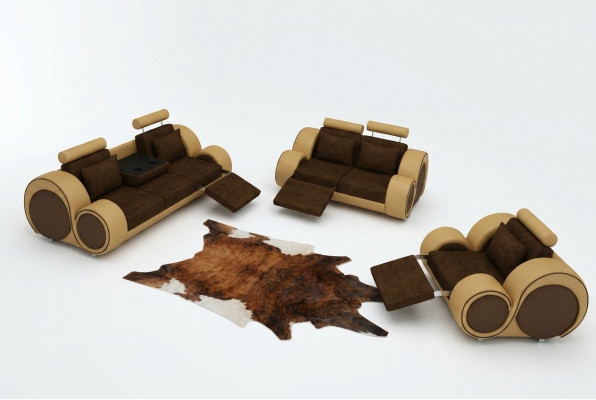 Canapé Set Polstersofa Couch Lieder Set Wunnlandschaft 3+2+1 Textil BER