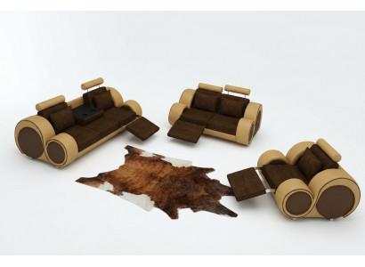 Canapé Set Polstersofa Couch Lieder Set Wunnlandschaft 3+2+1 Textil BER