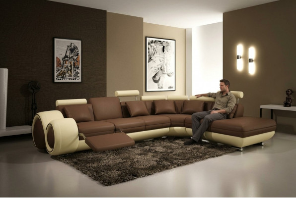 Ledersofa Designer Ledercouch Ecksofa Garnitur Sofa Wunnlandschaft Nei Schwaarz