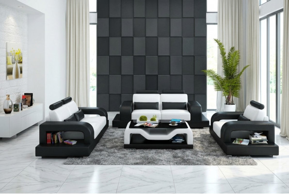 Liederdivan Couch Wunnlandschaft 3+2+1 Sëtzer Garnitur Modern Design Divan