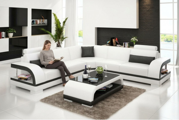 Lieder-Couch Wunnlandschaft Ecksofa Eck Garnitur Design Modern Sofa G8011B