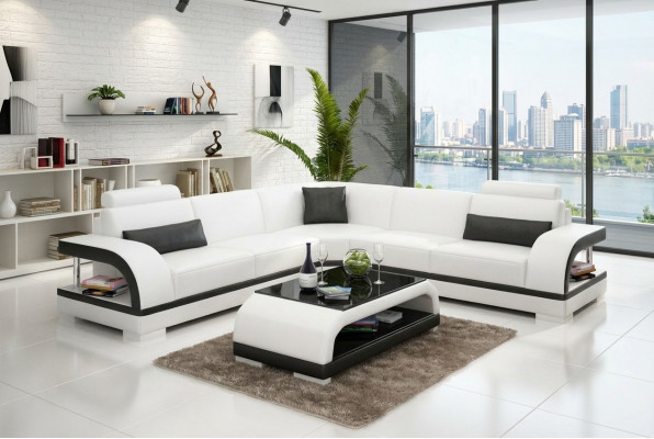 Lieder-Couch Wunnlandschaft Ecksofa Eck Garnitur Design Modern Sofa G8011B