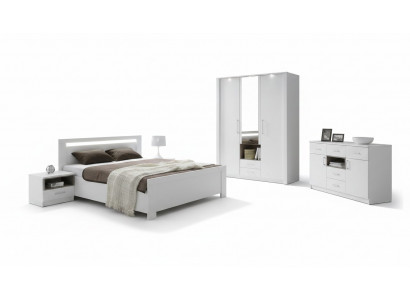 Elegantes wäisst Bett an engem raffinéiertem zäitgenëssesche Stil a Premium-Qualitéit