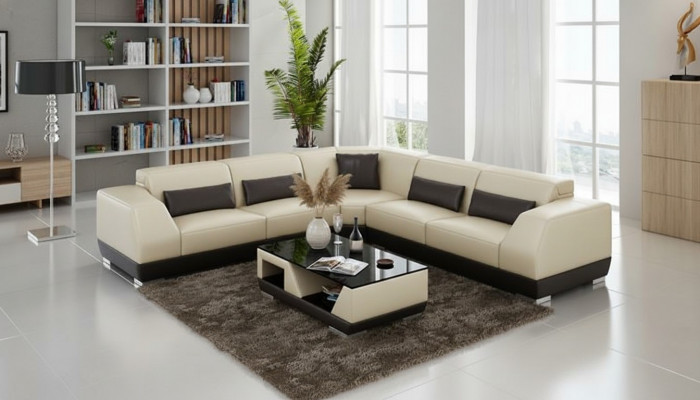 Liederdivan Canapé Wunnlandschaft Sofa Ecksofa Eck Garnitur Modernen Design