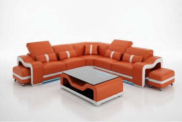 Sofa Ledersofa Canapé Wunnlantschaft Ecksofa Eck Modernen Design Garnitur