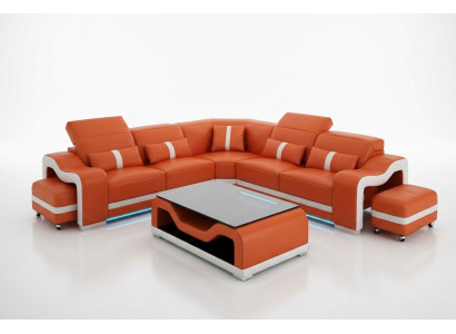 Sofa Ledersofa Canapé Wunnlantschaft Ecksofa Eck Modernen Design Garnitur
