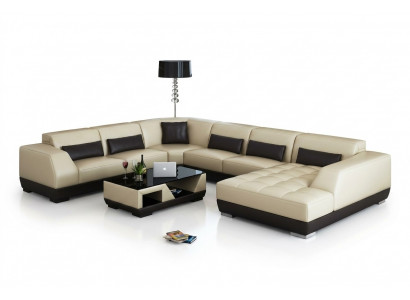 Modern Ledersofa Couch Wunnlandschaft Ecksofa Dekor Eck Design Garnitur