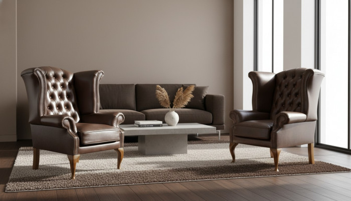 Chesterfield Ouschteraarmstull Kinnigin Sessel Antik Look Canapé Polster Fernseesessel Neiméi Miwwelen