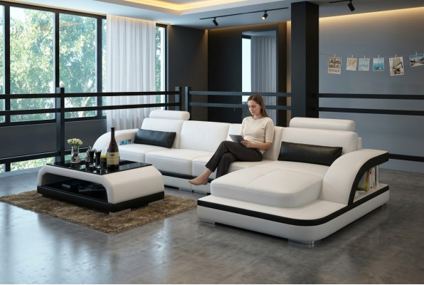 Ledercouch Wunnlandschaft Eckcouch Eck Garnitur Design Modern Couch G8011C