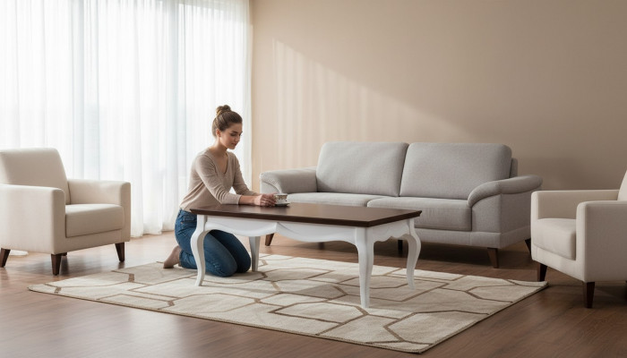 Massiv Holz Handaarbecht Klassesch Dëscher Dësch Couchtisch Niewendësch Nei - Model MI-2