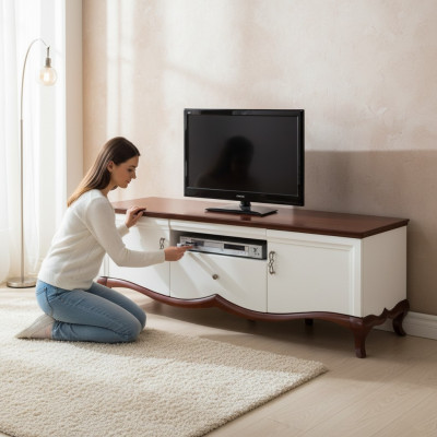 Massivt Holz Handaarbecht Klassischen Ënnerschank RTV Fernsehschränk MI-RTVD