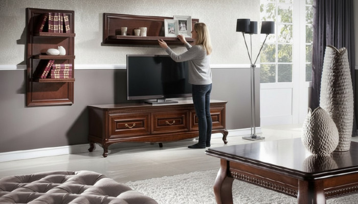 Komplett Wunnzëmmer Klassesch Couchtisch Regal RTV Dësch Regal Kommode - Verona