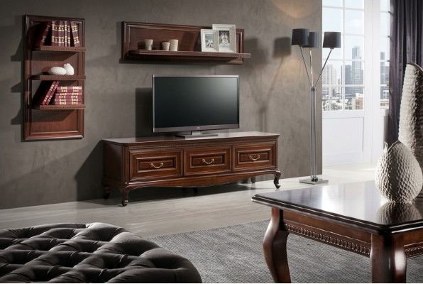 Komplett Wunnzëmmer Klassesch Couchtisch Regal RTV Dësch Regal Kommode - Verona