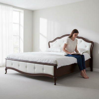 Bett Bestietsbett Duebelbett Kinnekbett Schlofzëmmer Klassesch Liederbett Modell V-2T
