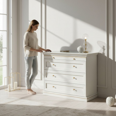 Kommode + Vitrinn Bijouen Aueren Bekräichbare Schaf Massiv Echt Holz V-KG Kommode