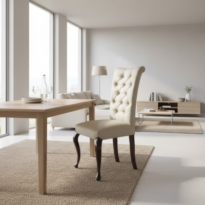 Klassesch Still Designer Stull Holzstull Kinneksstull Chesterfield Iesszëmmerstull