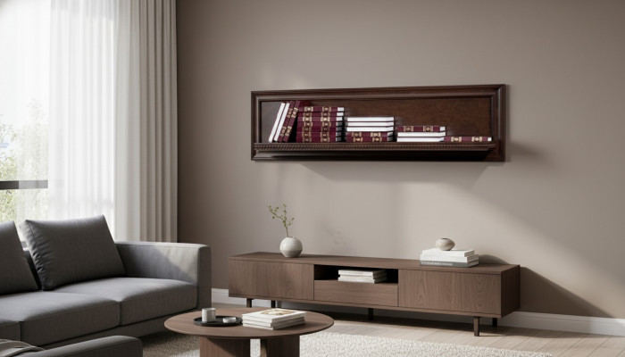 Wunnzëmmer XXL Bucheregal Massiv Holz 131cm Oflaach Regal Regaler- Modell V-P1