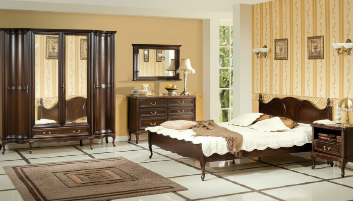 Italienesch Stil Miwwelen Bett Nuetsdëscher Schaf Kommode Spigel Komplett