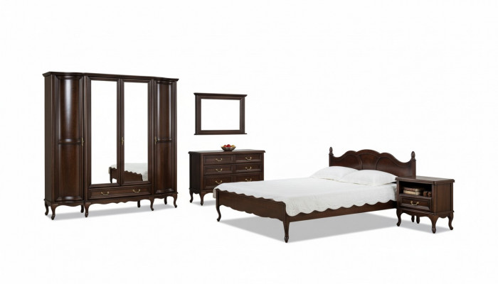 Italienesch Stil Miwwelen Bett Nuetsdëscher Schaf Kommode Spigel Komplett