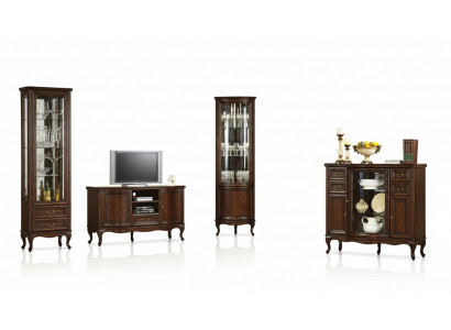 4-Deel Wohnzimmer Miwwel Set Italieneschen Stil Kommode Vitrine RTV Chippendale