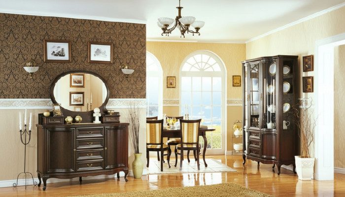 Klassesch Iesszëmmer Vitrine Kommode Stiiler Dësch Chippendale Wunnzëmmer 10tlg