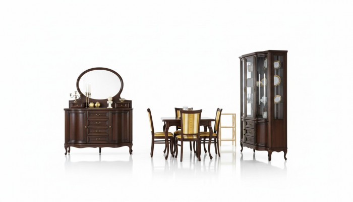 Klassesch Iesszëmmer Vitrine Kommode Stiiler Dësch Chippendale Wunnzëmmer 10tlg